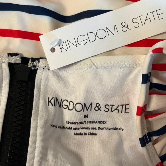 Swimsuit Ruffle Shoulder Tankini Top in Red, White and Blue Size Medium - Picture 5 of 5